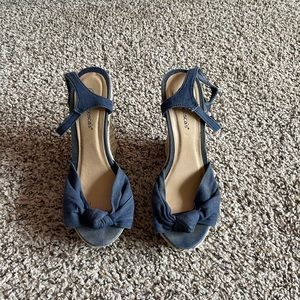 Francesca’s navy blue wedge heel